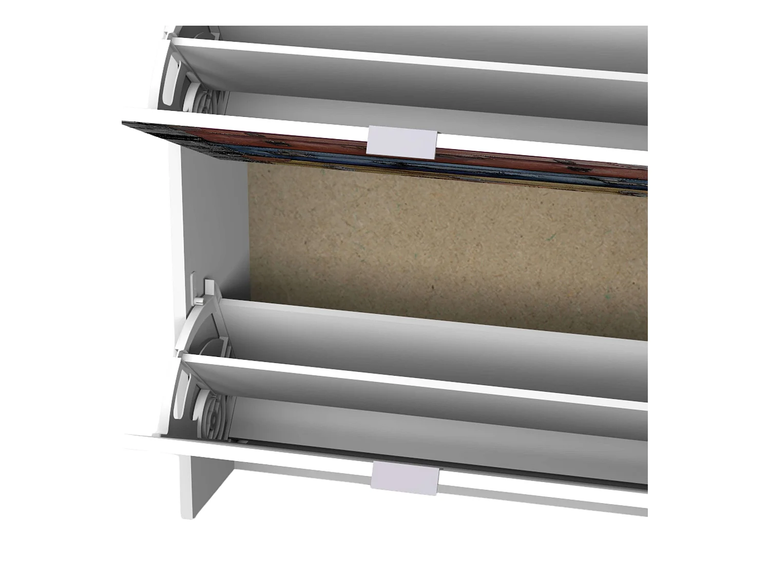 Valise à chaussures 3 portes avec imprimé blanc moderne 117 x 60 x 24 cm