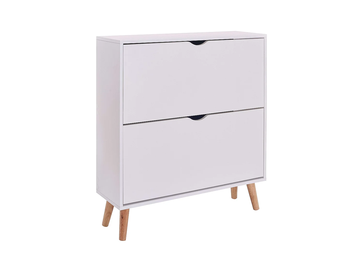 Meuble à chaussures Fiano blanc, 2 étagères nordiques, couloir, 80 x 92 x 24 cm