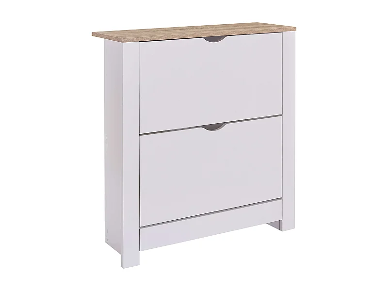 Zapatero Tivoli 2 trampones 1 cajón abatibles melamina blanco 81x74x24 cm