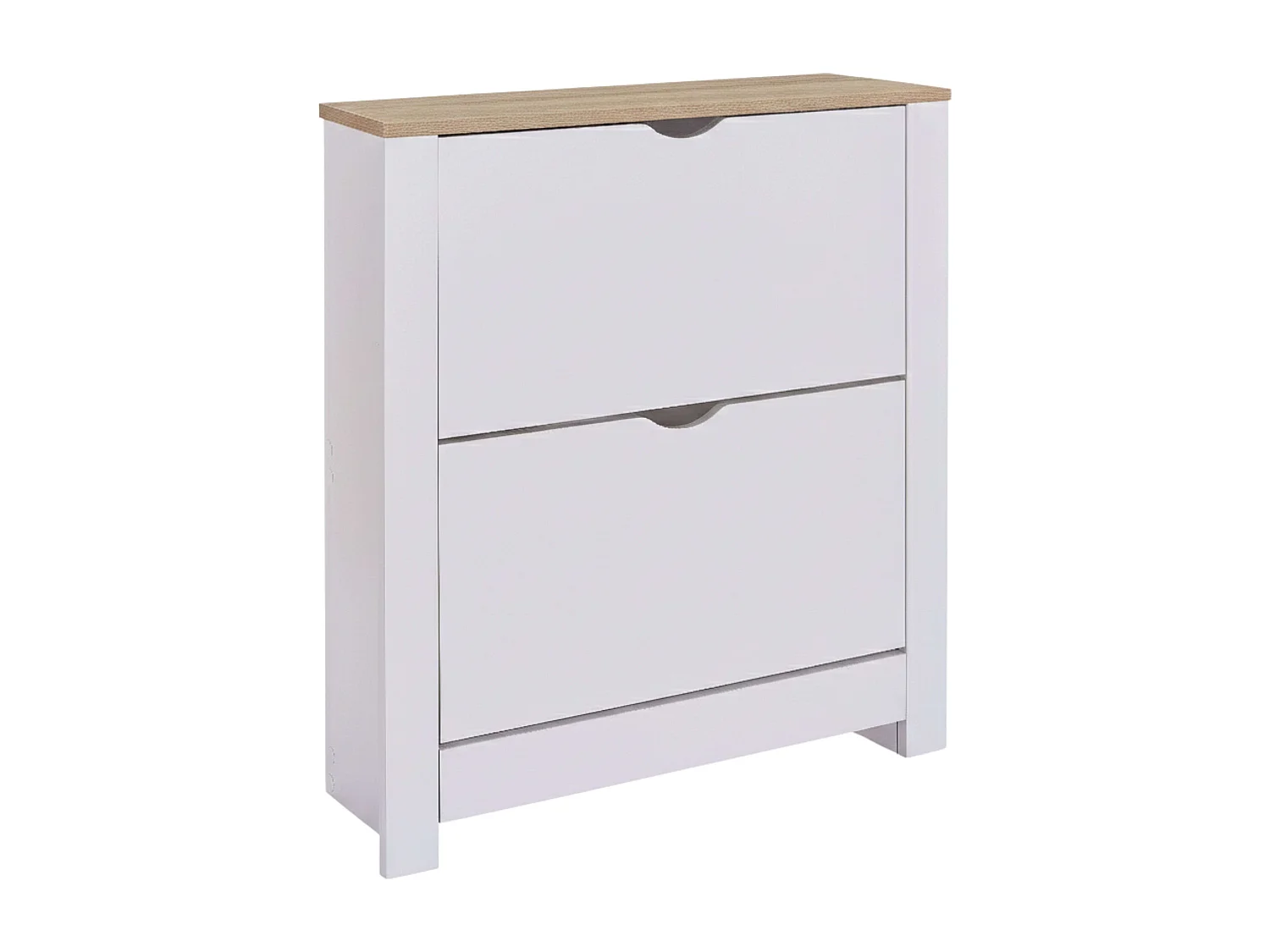 Zapatero Tivoli 2 trampones 1 cajón abatibles melamina blanco 81x74x24 cm