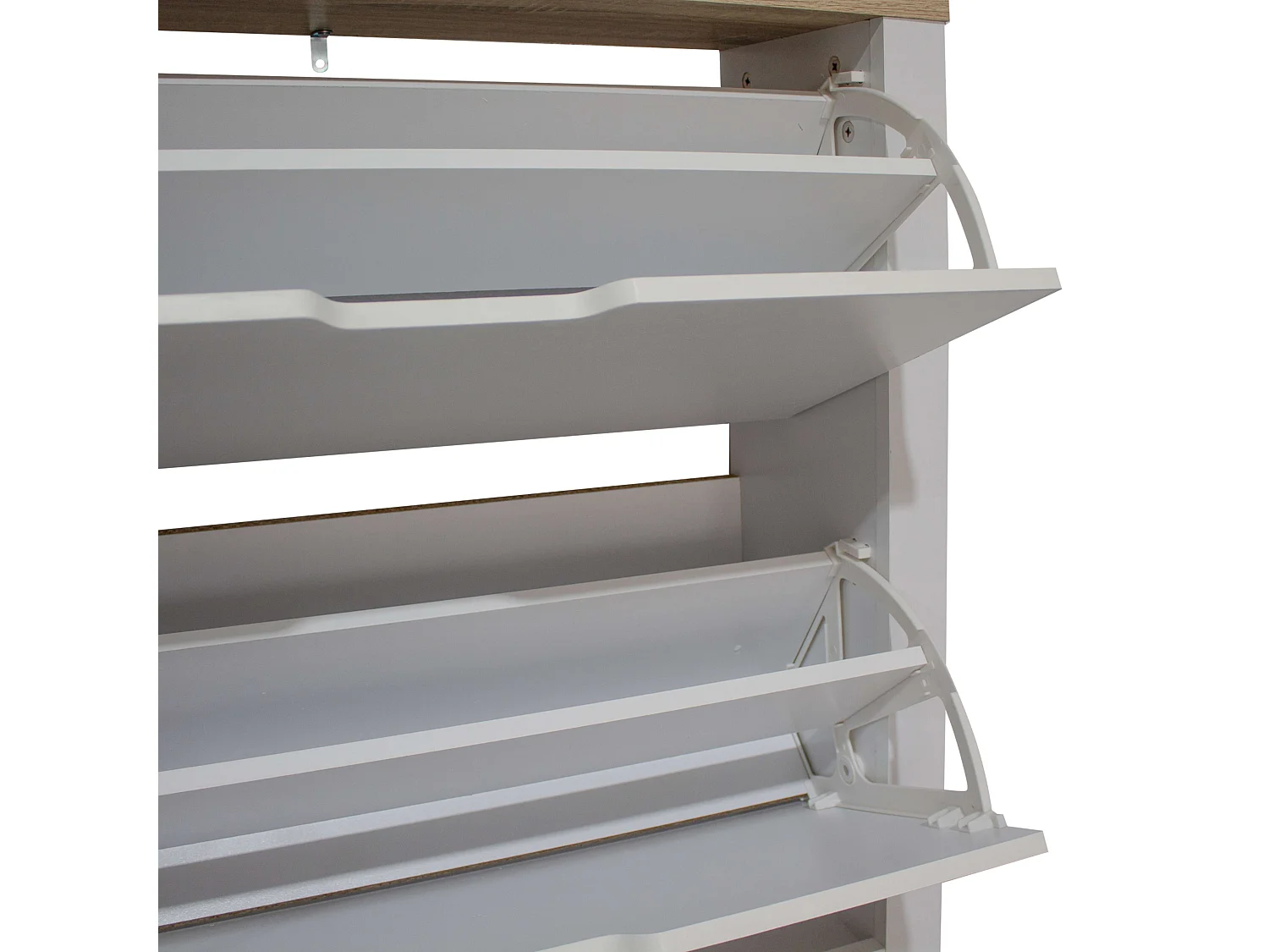 Zapatero Tivoli 2 trampones 1 cajón abatibles melamina blanco 81x74x24 cm