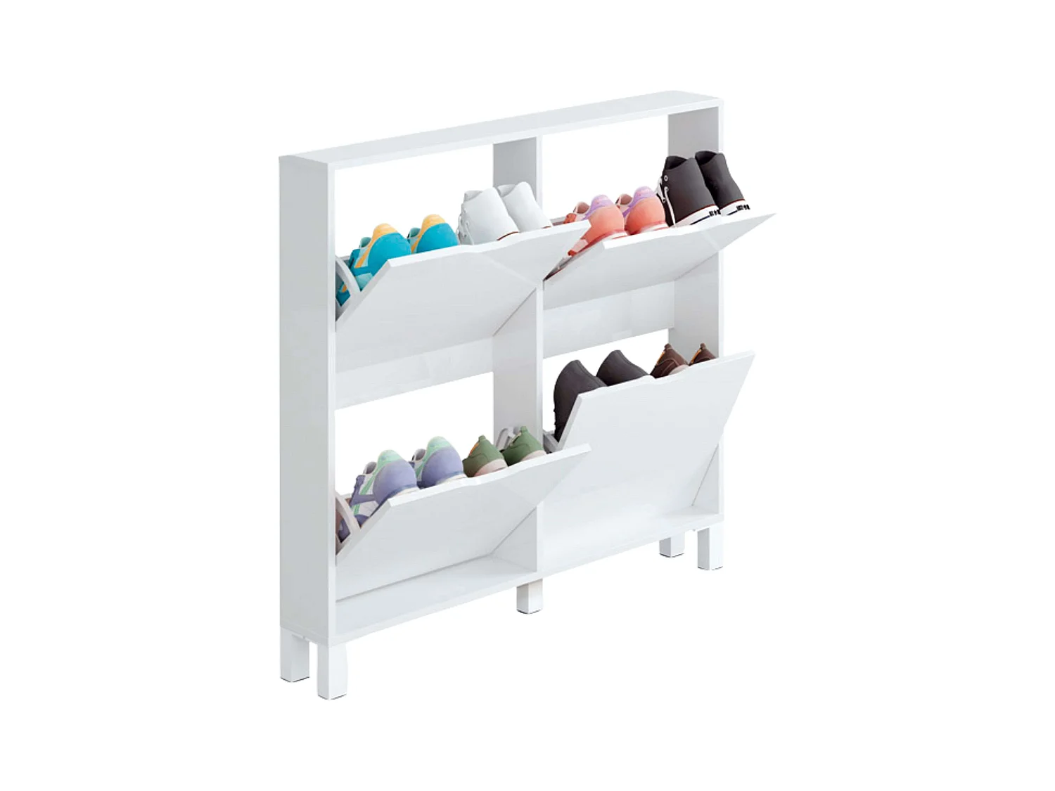 Étagère à chaussures Mary Narrow blanche pour couloir, 97 x 98 x 17 cm