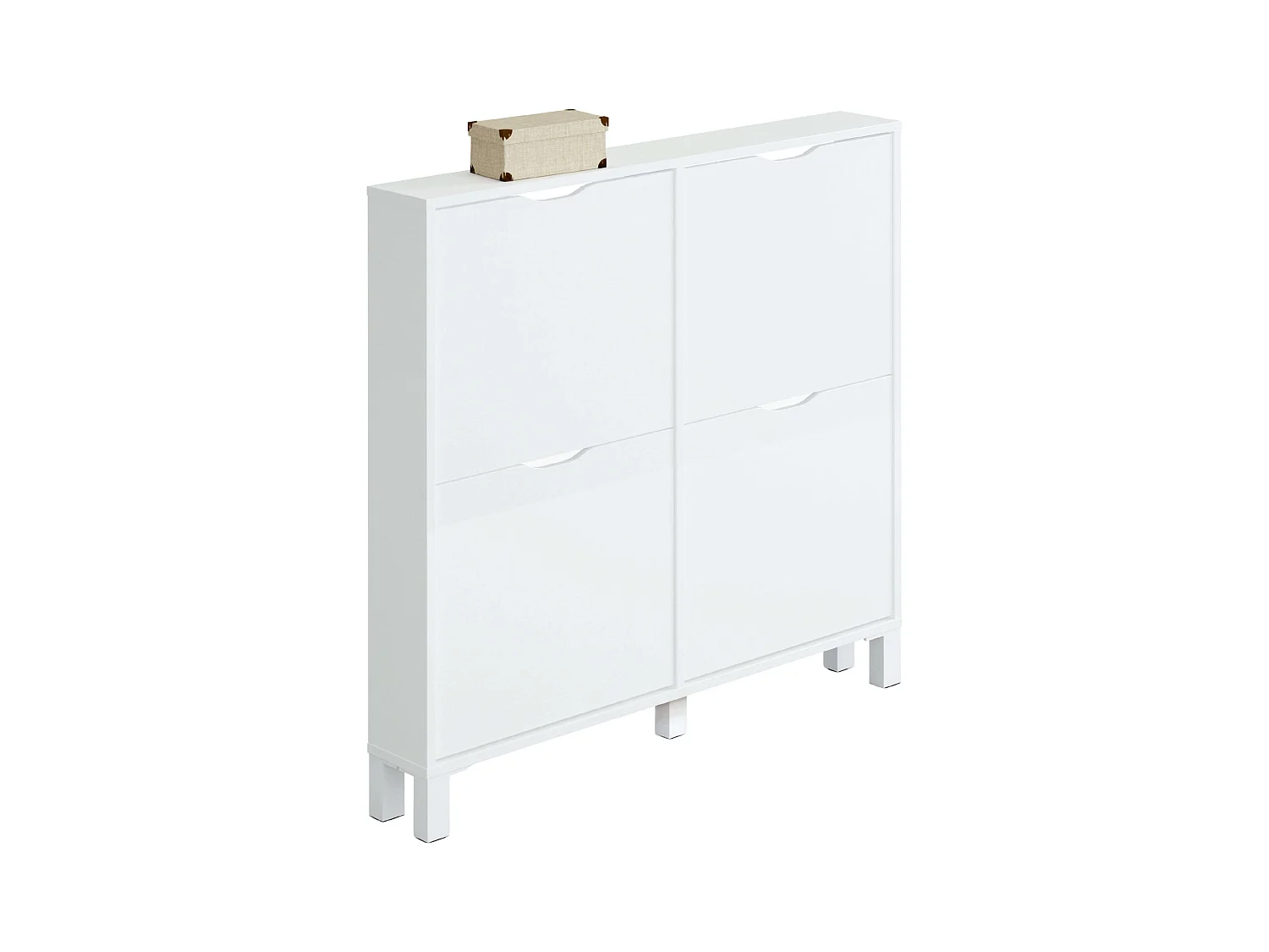 Étagère à chaussures Mary Narrow blanche pour couloir, 97 x 98 x 17 cm