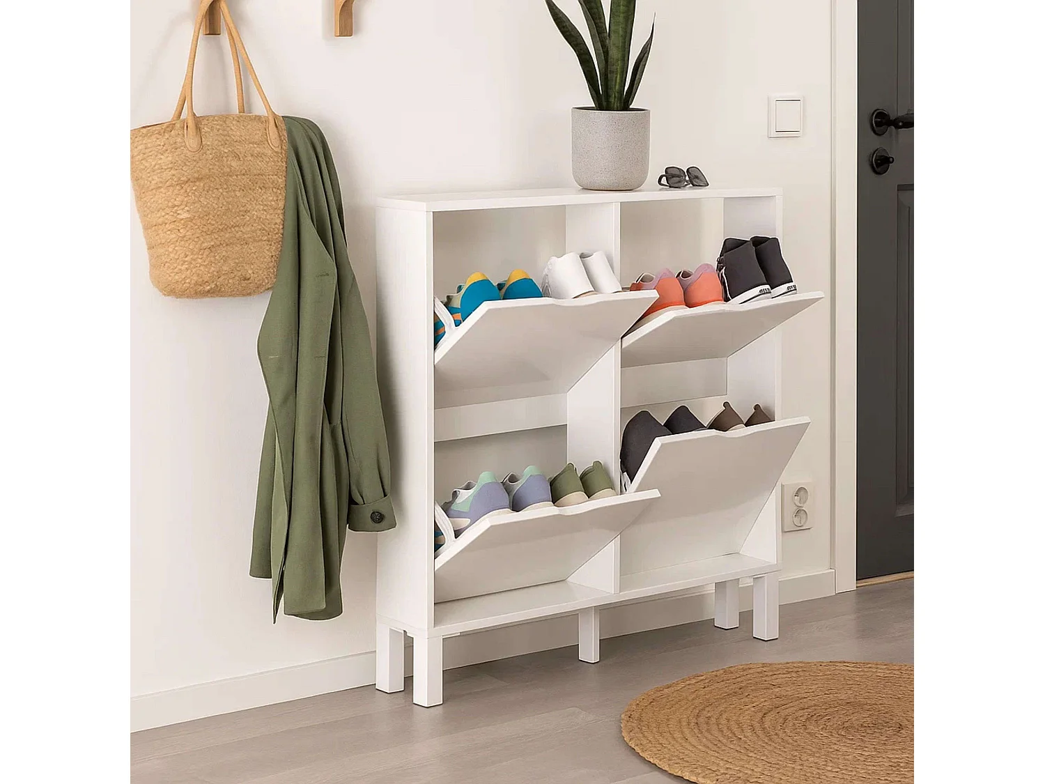 Sapateira Mary Narrow White para corredor, 97x98x17 cm
