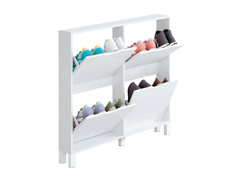 Étagère à chaussures Mary Narrow blanche pour couloir, 97 x 98 x 17 cm