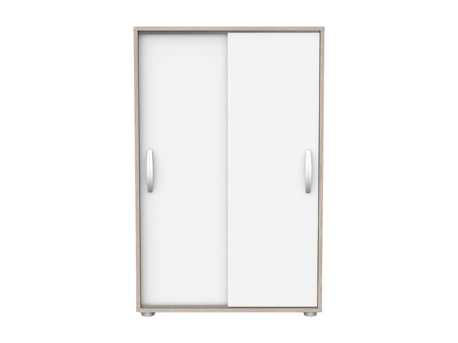 Zapatero Multiusos Puertas Correderas Blanco y Roble 106x68x33 cm