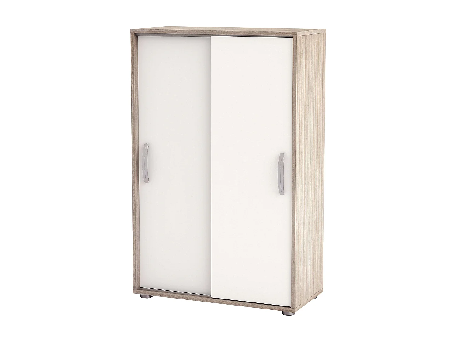 Sapateira multiuso com portas de correr, branco e carvalho, 106 x 68 x 33 cm