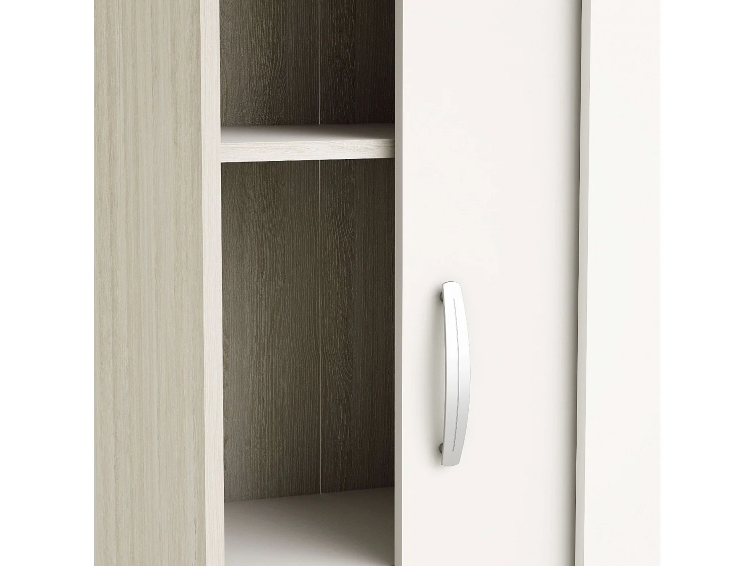 Sapateira multiuso com portas de correr, branco e carvalho, 106 x 68 x 33 cm