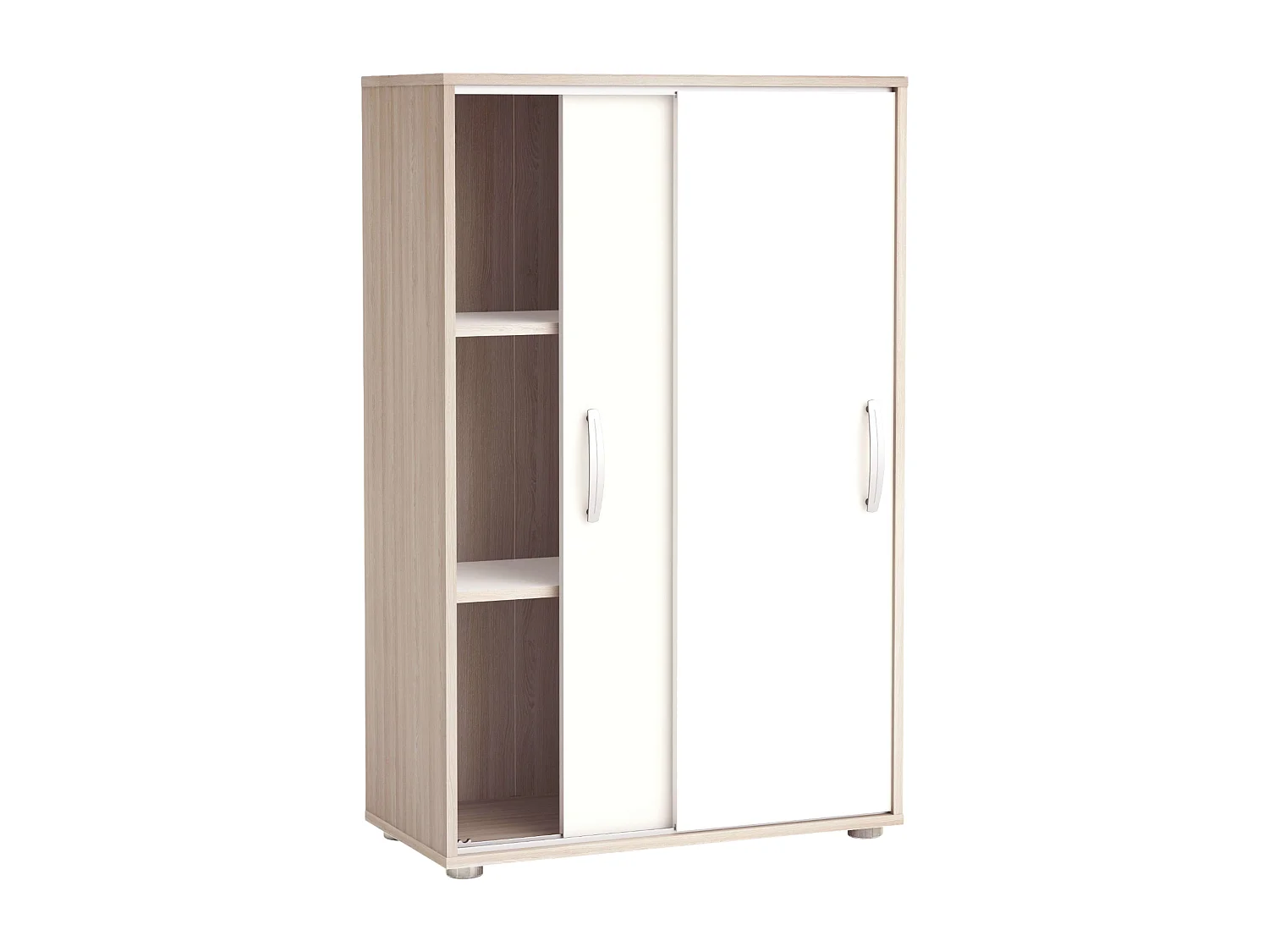 Sapateira multiuso com portas de correr, branco e carvalho, 106 x 68 x 33 cm