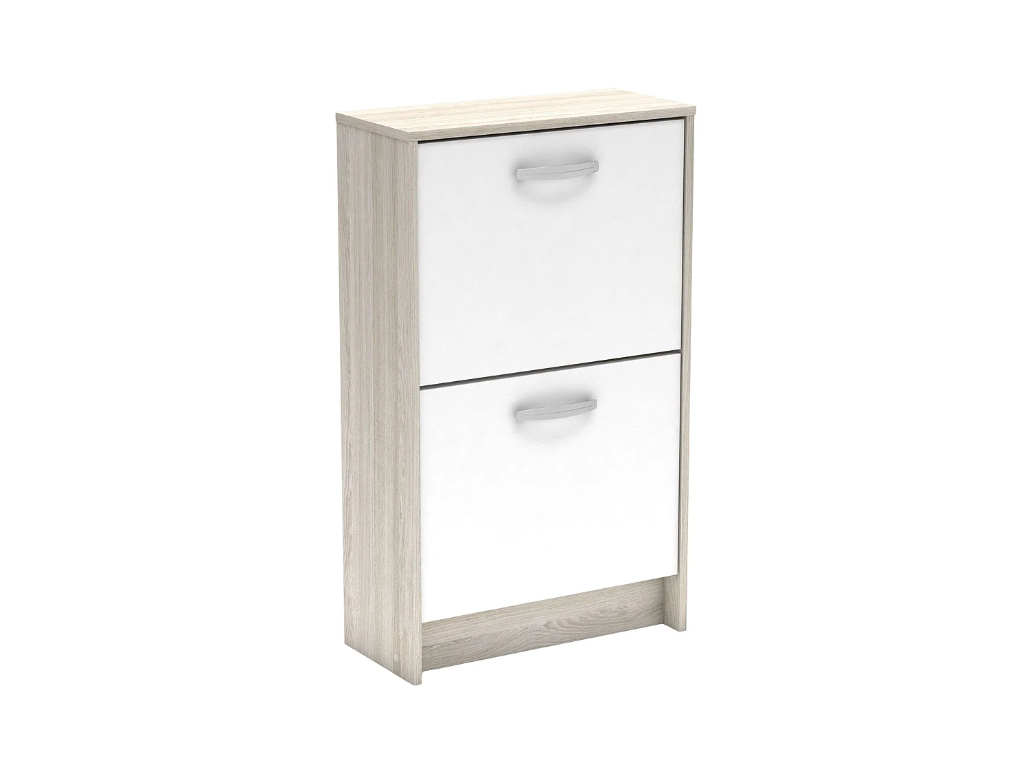 Zapatero Nano 2 Puertas Roble Shannon y Blanco Perla 91x54x24 cm