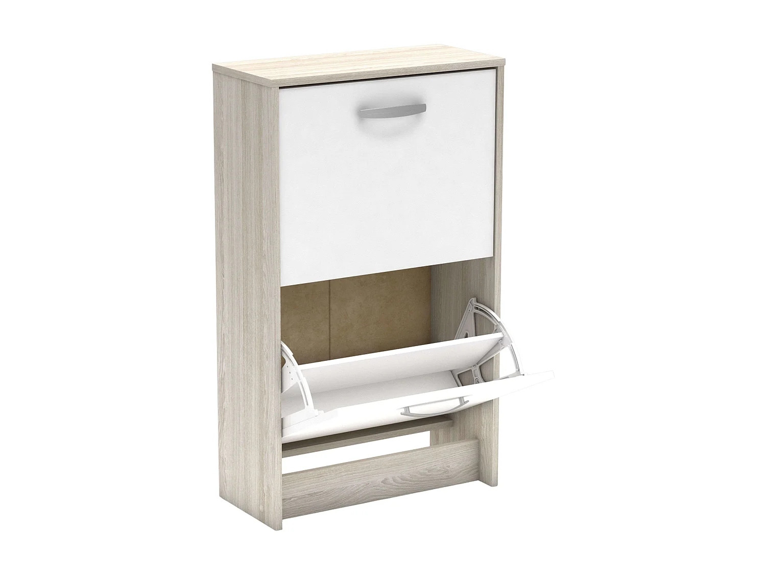 Sapateira Nano 2 Portas Carvalho Shannon e Branco Pérola 91x54x24 cm