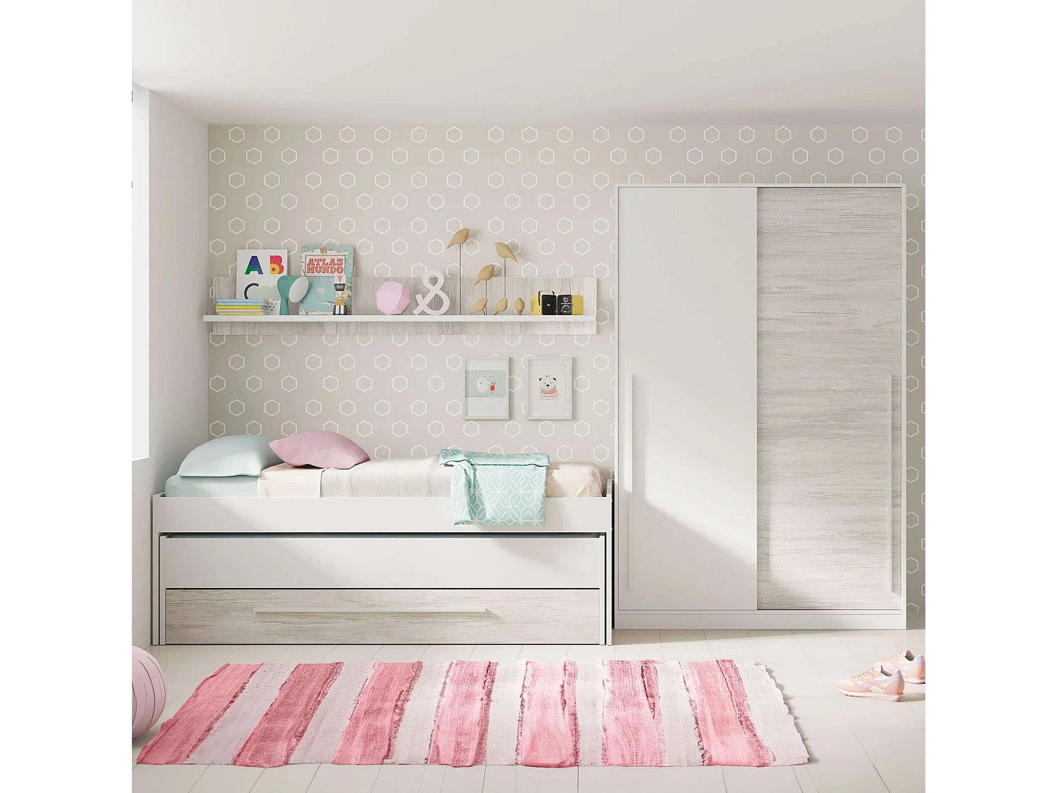 Sapateira Nano 2 Portas Carvalho Shannon e Branco Pérola 91x54x24 cm