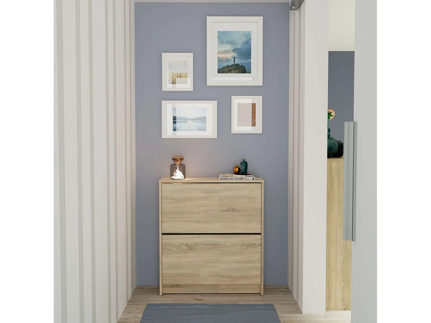 Zapatero 2 puertas Tibet Recibidor colgable Roble Cambrian 82x74x25 cm