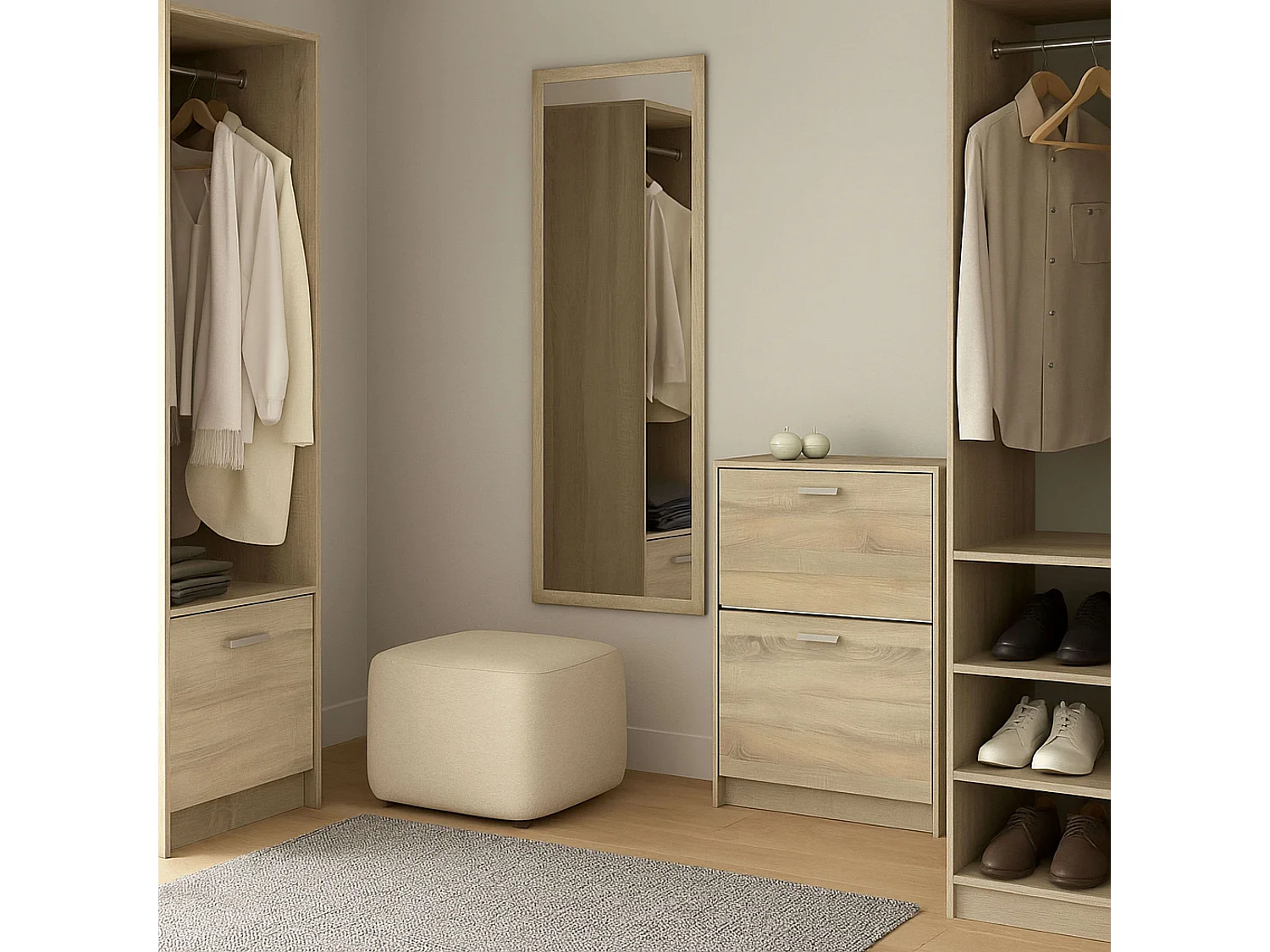 Zapatero 2 puertas Tibet Recibidor colgable Roble Cambrian 82x74x25 cm