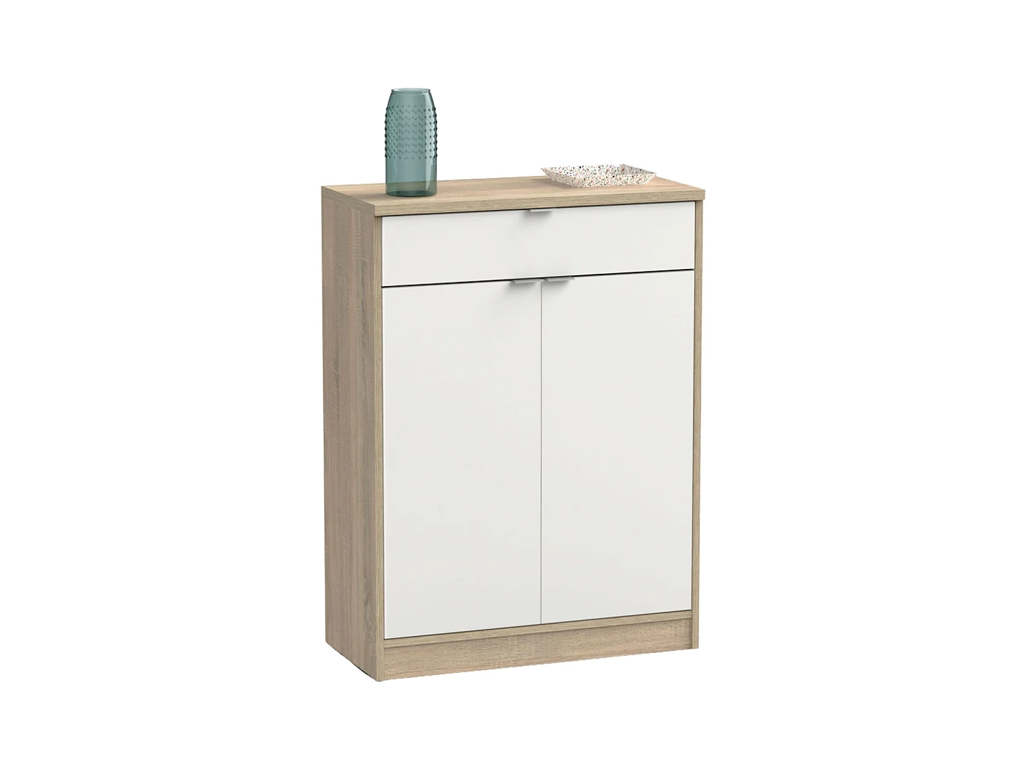 Sapateira Berlim Branco brilhante e Cambriano 101x75x36 cm