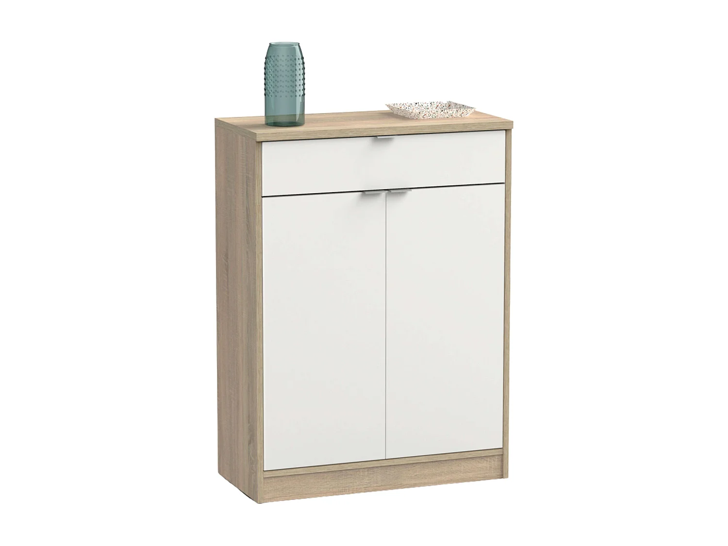 Sapateira Berlim Branco brilhante e Cambriano 101x75x36 cm