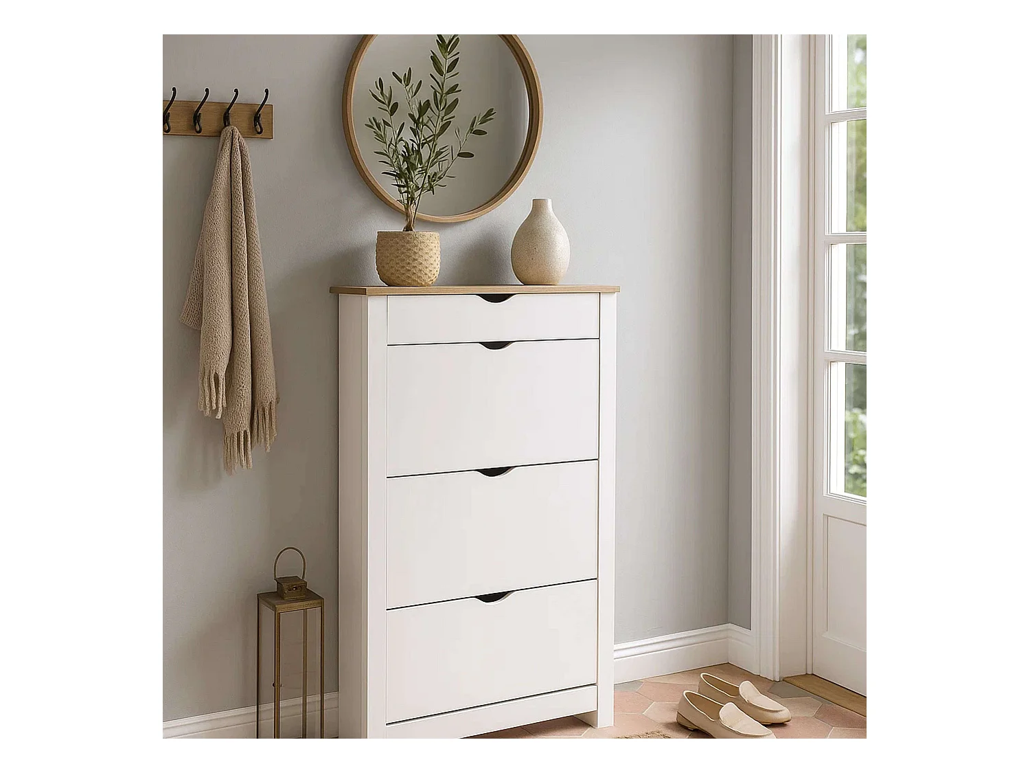 Étagère à chaussures, aggloméré avec finition feuille, 23,5 x 78 x 140 cm