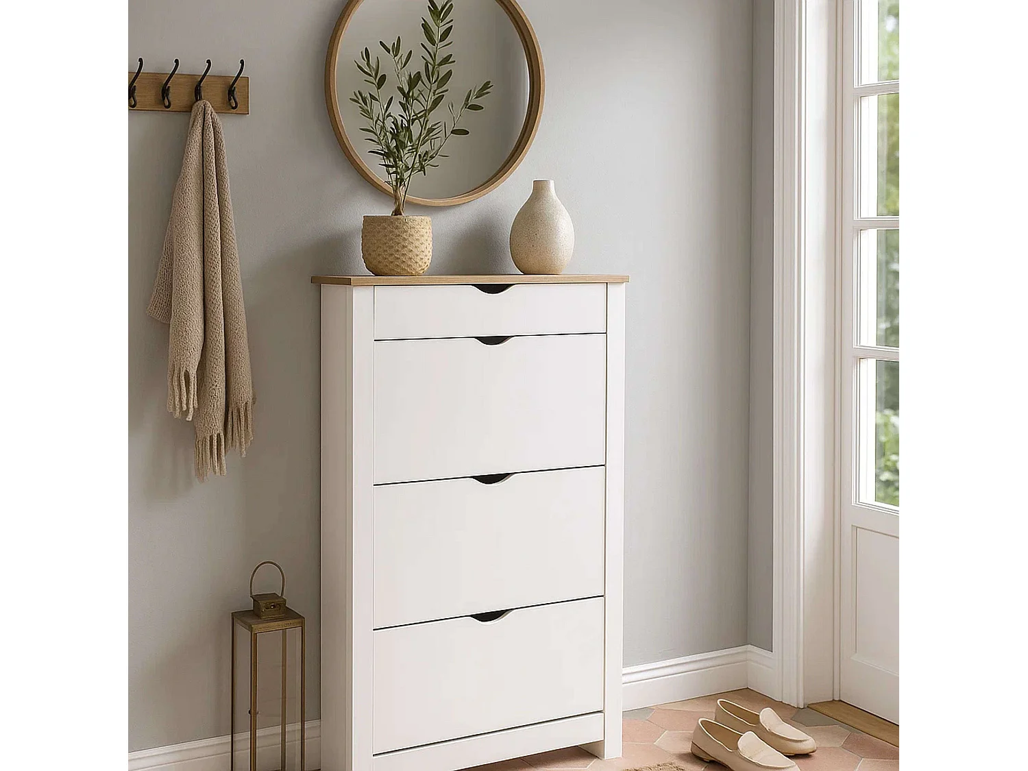 Étagère à chaussures, aggloméré avec finition feuille, 23,5 x 78 x 140 cm