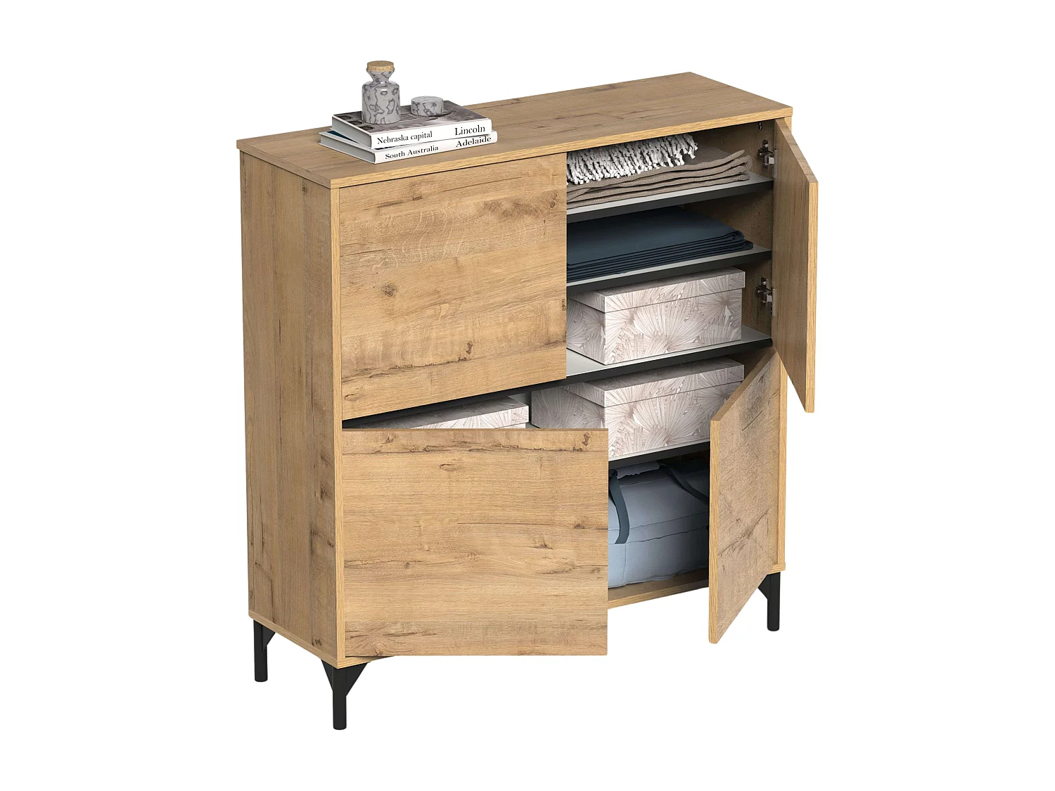 Zapatero Tokio 4 Puertas 5 Baldas Mueble Pasillo Roble Gold 101 cm