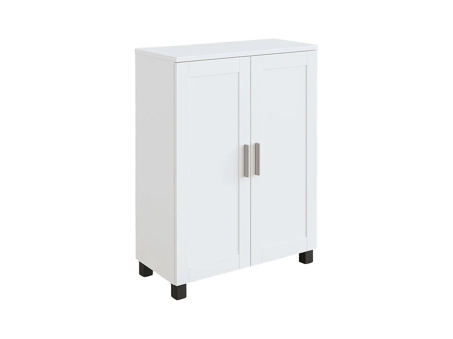 Meuble à chaussures bas moderne Naples blanc mat 61 x 84 x 34 cm pour chambres