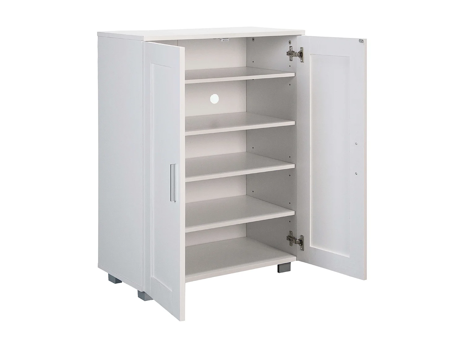 Meuble à chaussures bas moderne Naples blanc mat 61 x 84 x 34 cm pour chambres