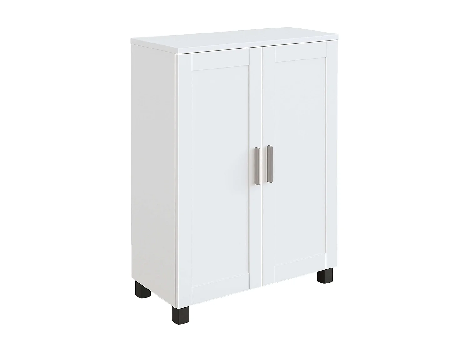 Meuble à chaussures bas moderne Naples blanc mat 61 x 84 x 34 cm pour chambres