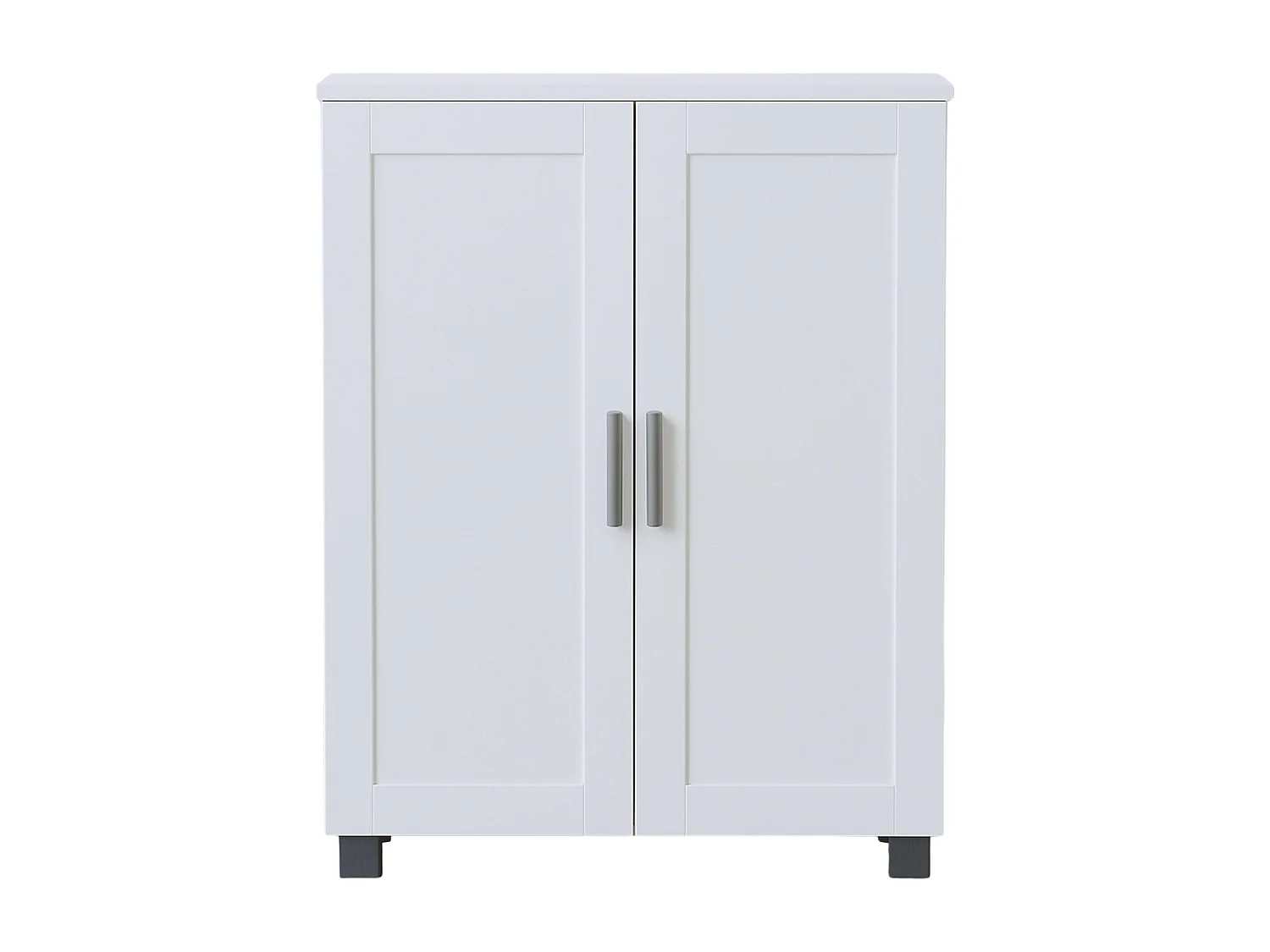 Meuble à chaussures bas moderne Naples blanc mat 61 x 84 x 34 cm pour chambres