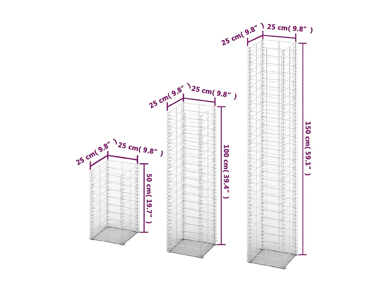 3 gabions en fil galvanisé de haute qualité