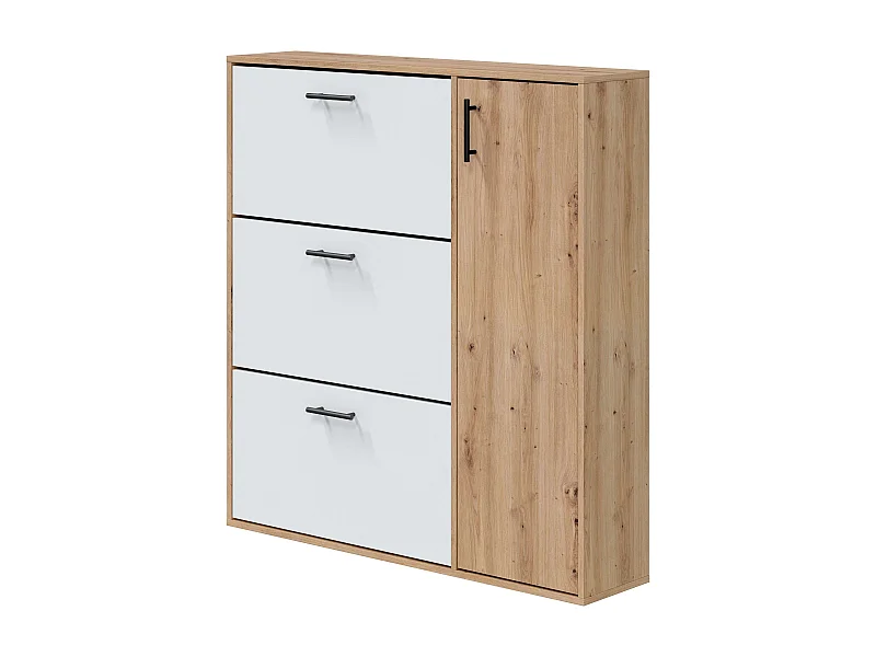 Sapateira para Corredor 4 Portas, Capacidade 24 Pares Carvalho Nodi/Branco 105x112x24 cm