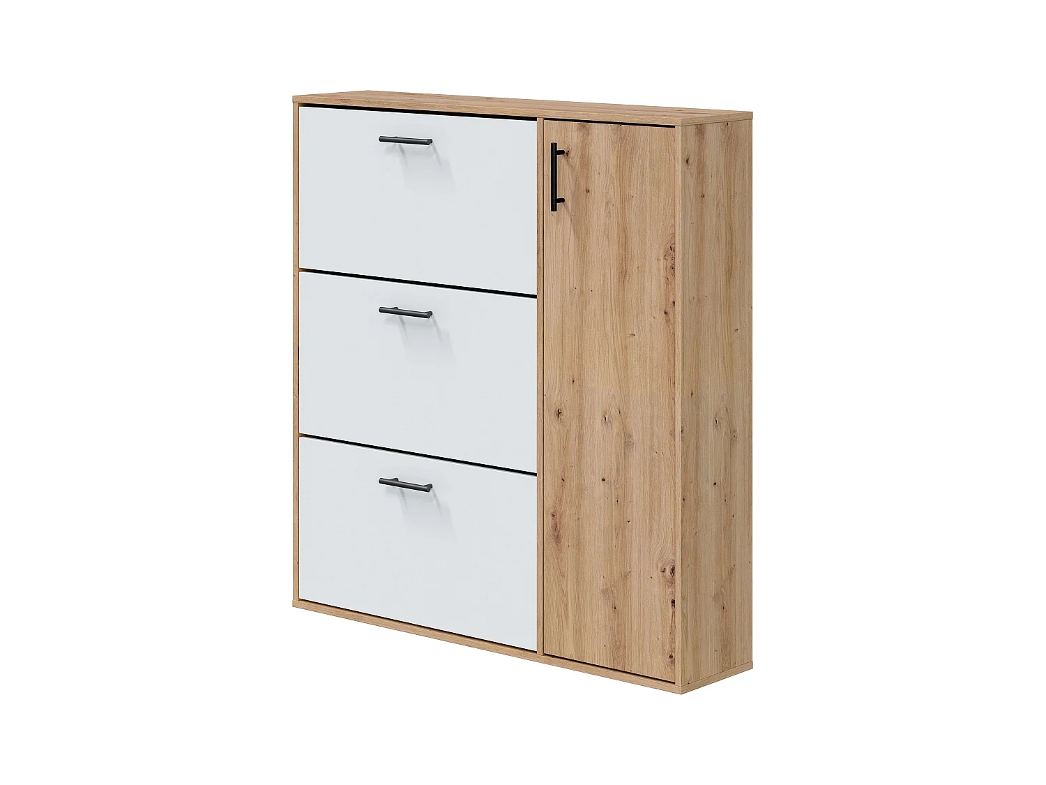 Sapateira para Corredor 4 Portas, Capacidade 24 Pares Carvalho Nodi/Branco 105x112x24 cm