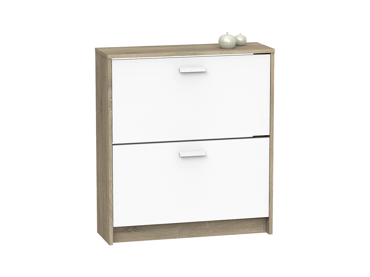 Sapateira Tibete de 2 portas, carvalho cambriano, branco, 74 cm