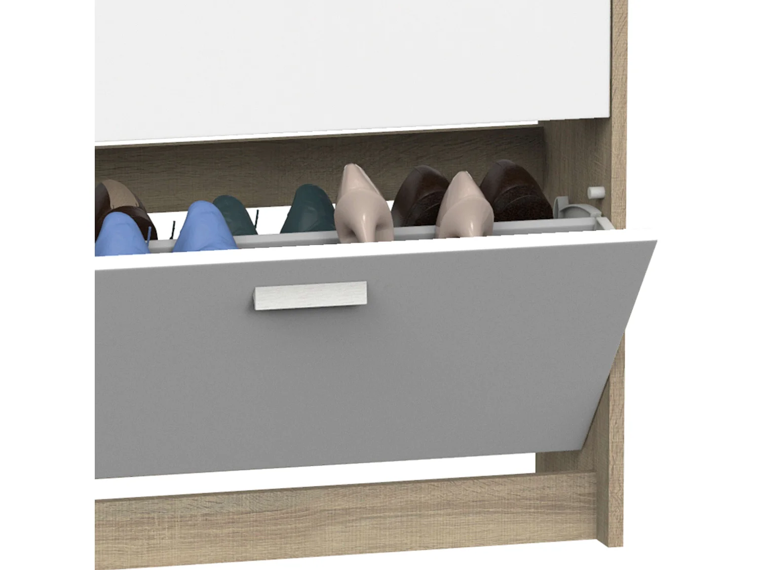 Sapateira Tibete de 2 portas, carvalho cambriano, branco, 74 cm