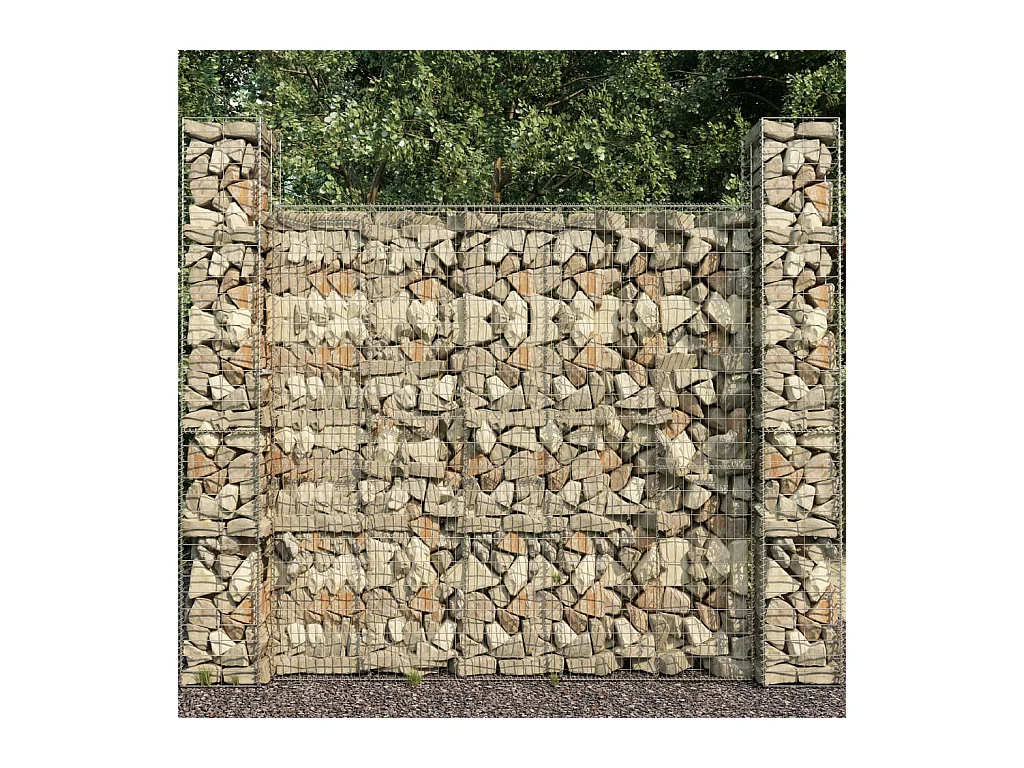 Paniers de gabion 3 pcs Acier galvanisé 25x25x197 cm
