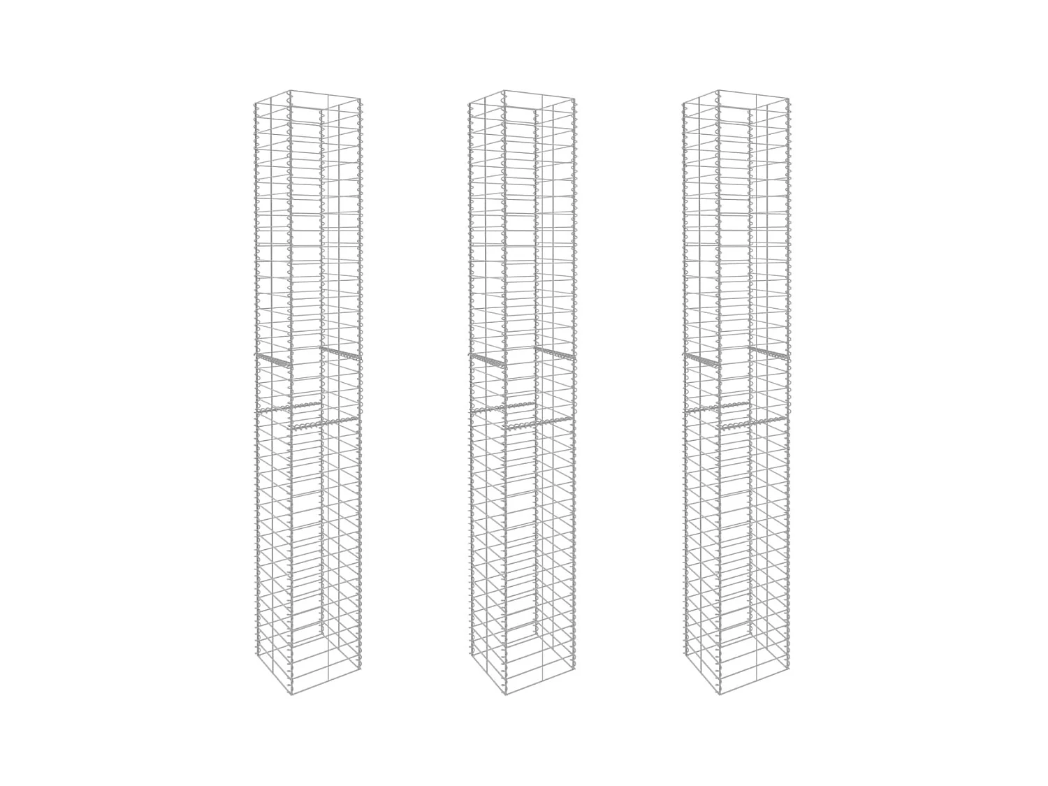 Paniers de gabion 3 pcs Acier galvanisé 25x25x197 cm