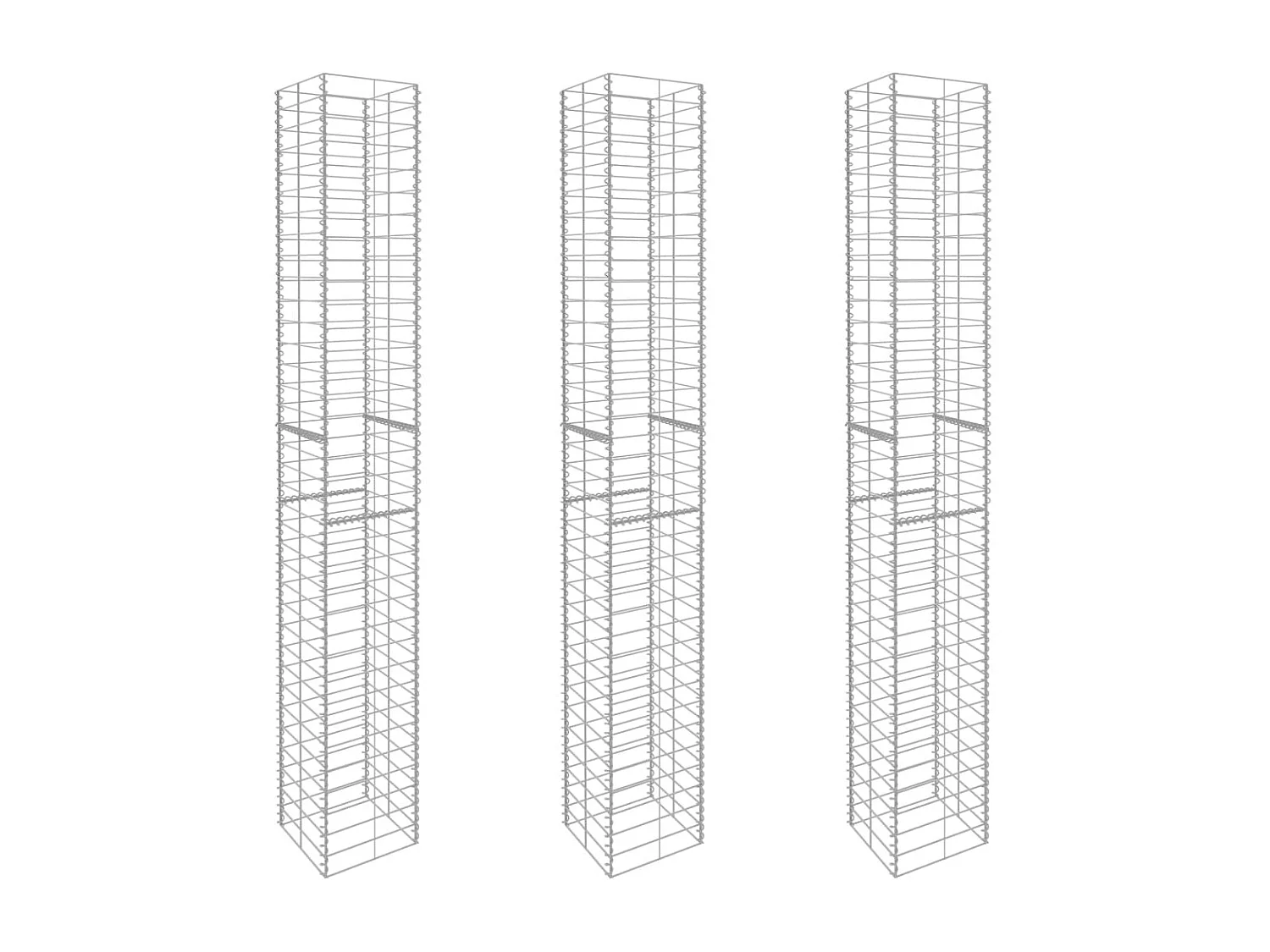 Paniers de gabion 3 pcs Acier galvanisé 25x25x197 cm