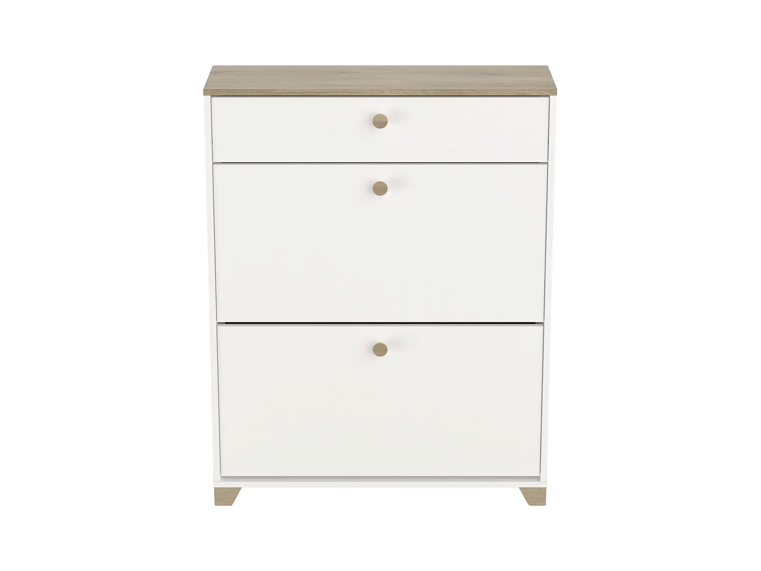 Étagère à chaussures Kronberg blanche et chêne 81 x 104 x 24 cm pour couloir/réception