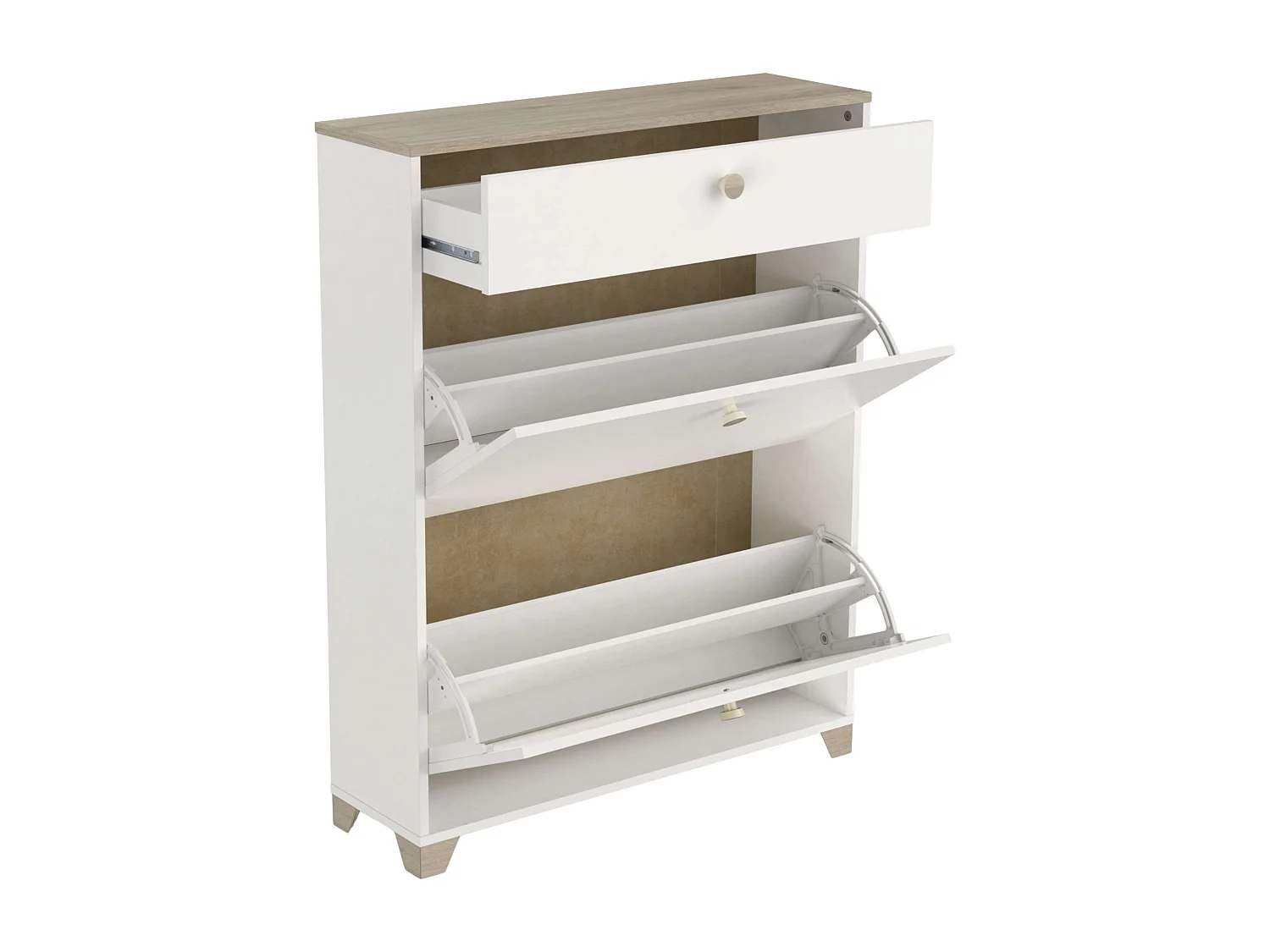 Sapateira Kronberg Branco e Carvalho 81x104x24 cm Corredor/Recepção