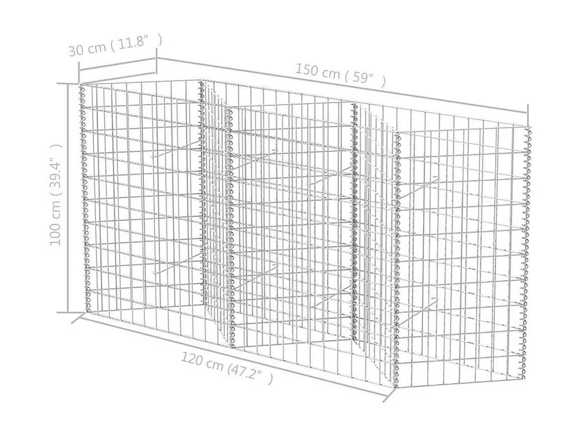 Mur en gabion-Panier de gabion Acier galvanisé 120x30x100 cm