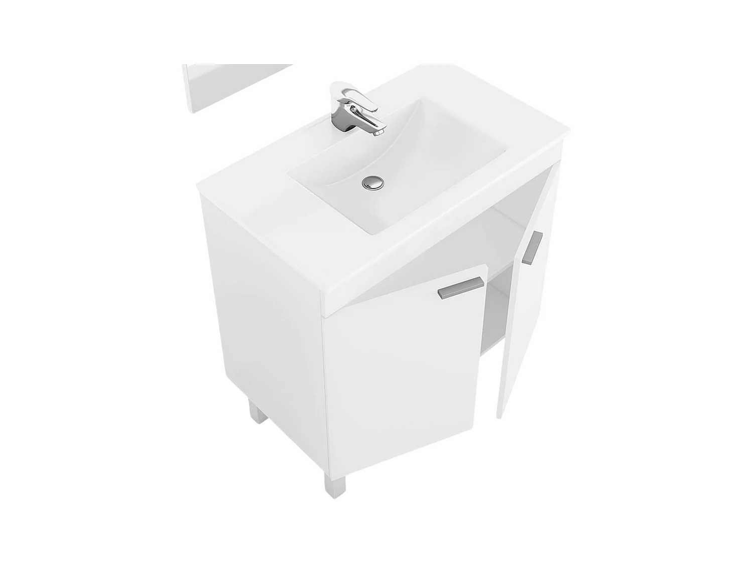 Corredor Neo com Sapateira em Azul e Branco Brilhante 110x80x25 cm