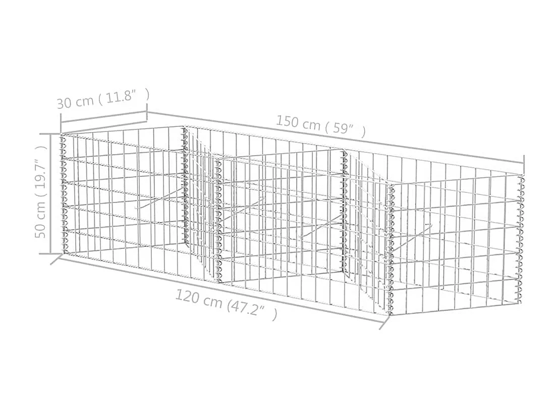 Mur en gabion-Panier de gabion Acier galvanisé 120x30x50 cm