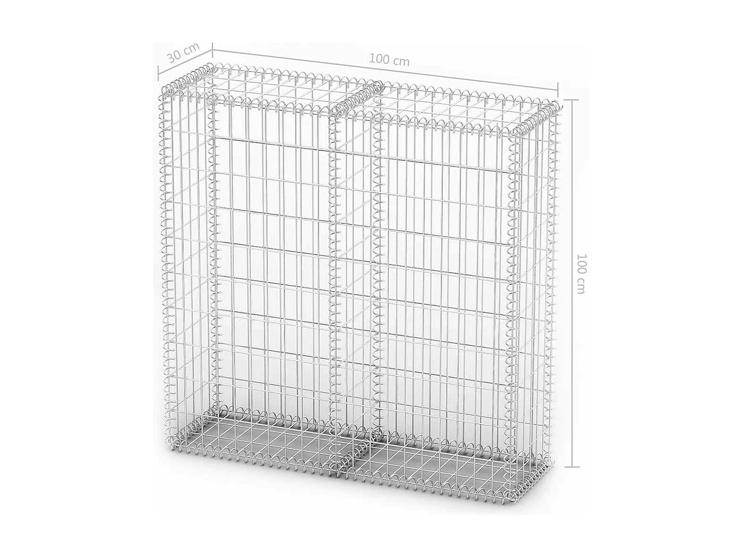 Panier de gabion-Mur en gabion avec couvercle Fil galvanisé 100x100x30 cm