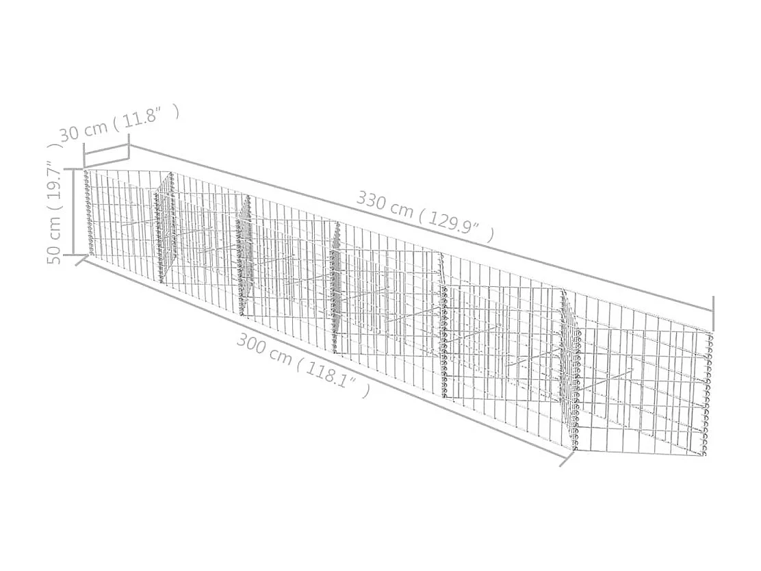Panier de gabion-Mur en gabion Acier galvanisé 300x30x50 cm