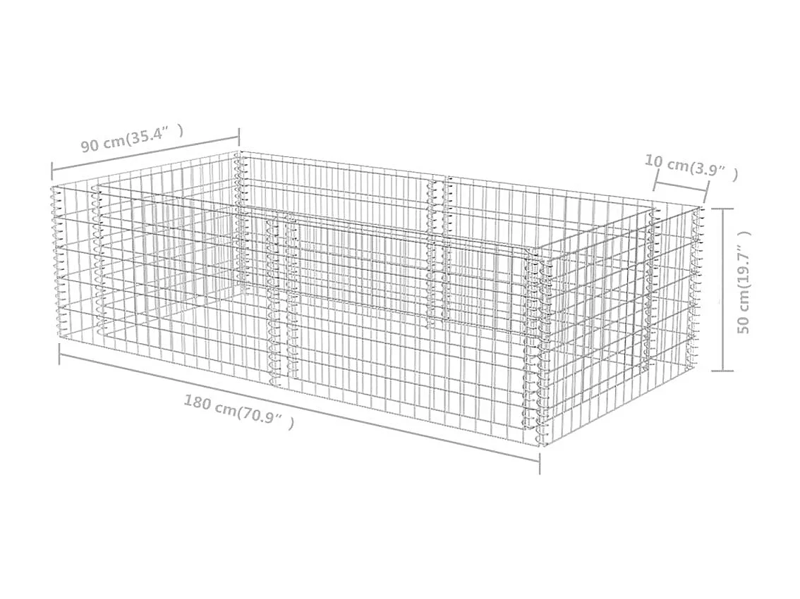 Jardinière-Bac à fleurs-Pot de fleurs à gabion Acier galvanisé 180x90x50 cm