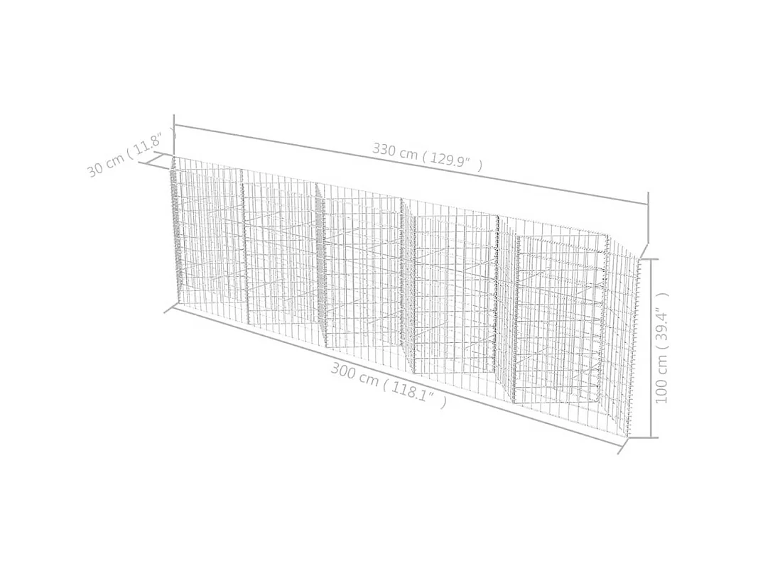 Panier de gabion-Mur en gabion Acier galvanisé 300x30x100 cm