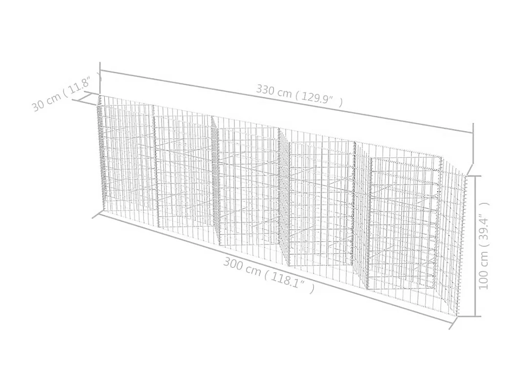 Panier de gabion-Mur en gabion Acier galvanisé 300x30x100 cm