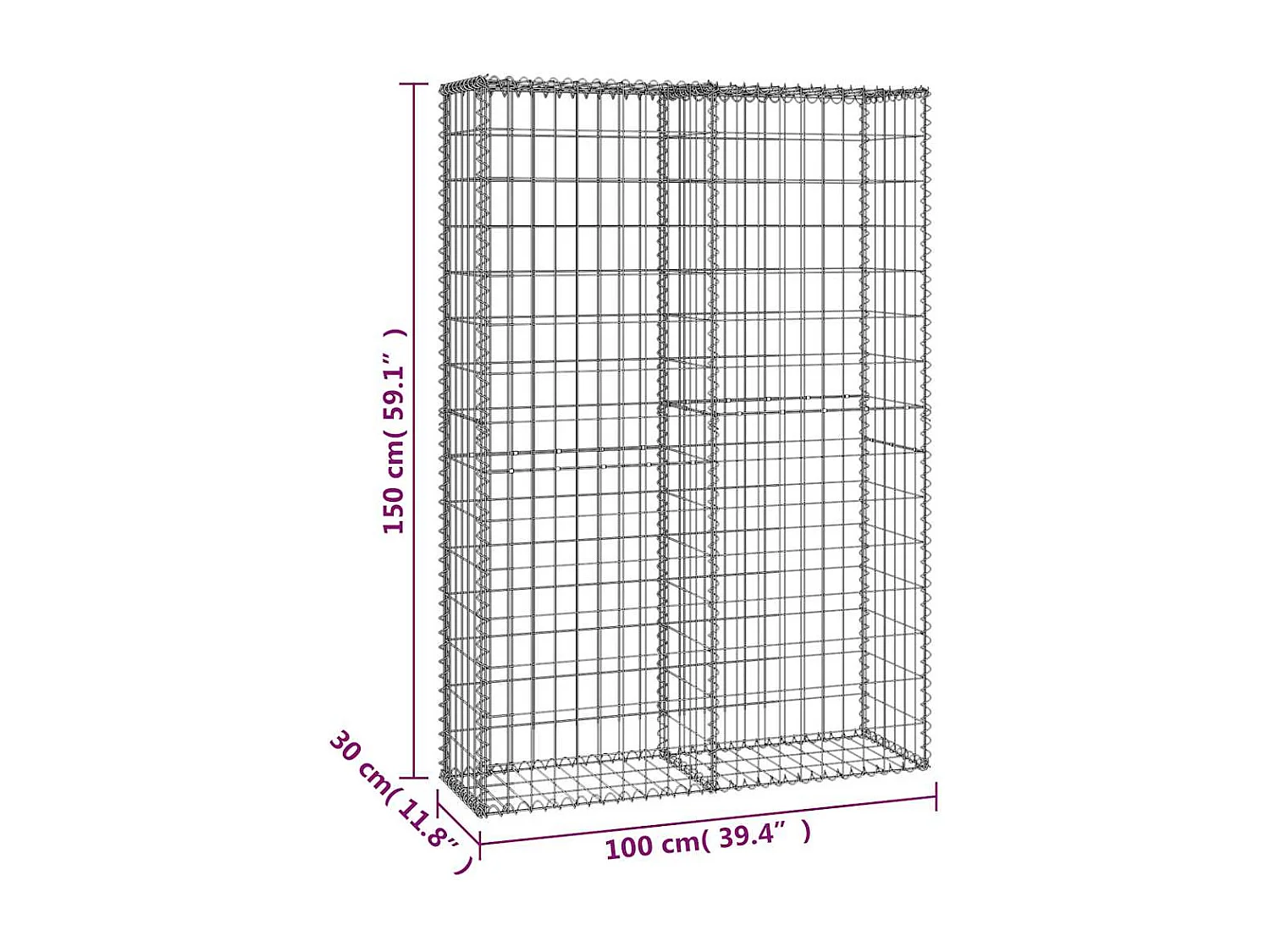 Panier de gabion-Mur en gabion avec couvercle Fil galvanisé 150x100x30 cm