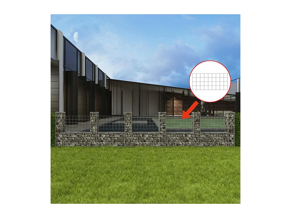 Panier de gabion-Mur en gabion en forme de U Acier galvanisé 570x20x100 cm