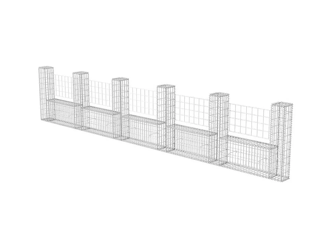 Panier de gabion-Mur en gabion en forme de U Acier galvanisé 570x20x100 cm