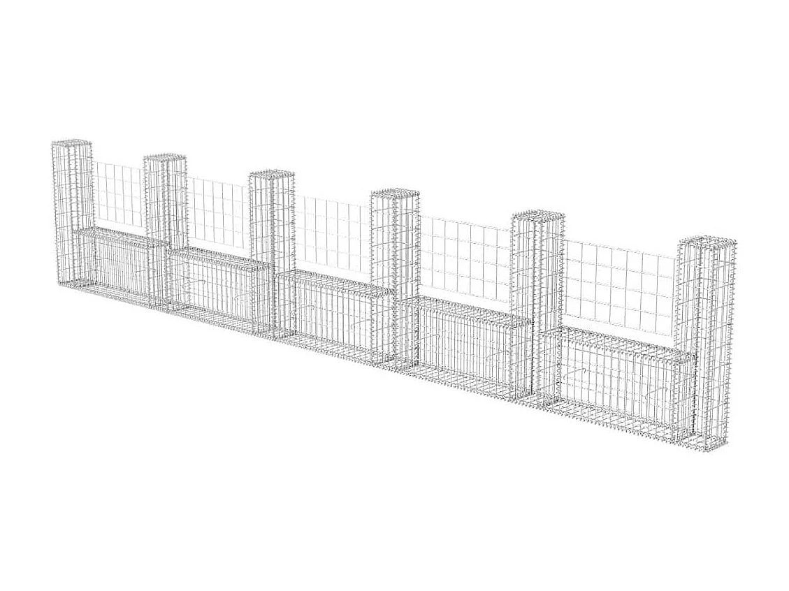 Panier de gabion-Mur en gabion en forme de U Acier galvanisé 570x20x100 cm