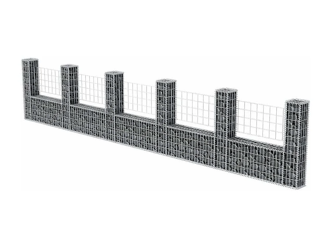 Panier de gabion-Mur en gabion en forme de U Acier galvanisé 570x20x100 cm